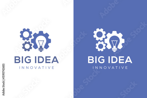 Vector Innovation Gear Logo Icons with Light Bulb and Cogwheel Symbol for Creative Technology, big ideas, and creative thinking. graphic illustration