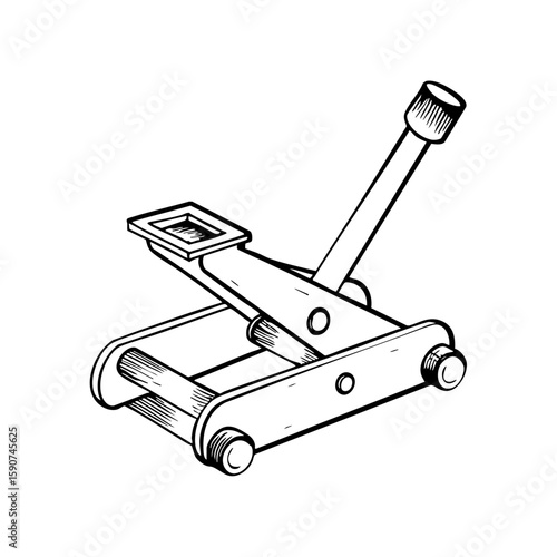 Car jack illustrated in a chalk style with detailed design  