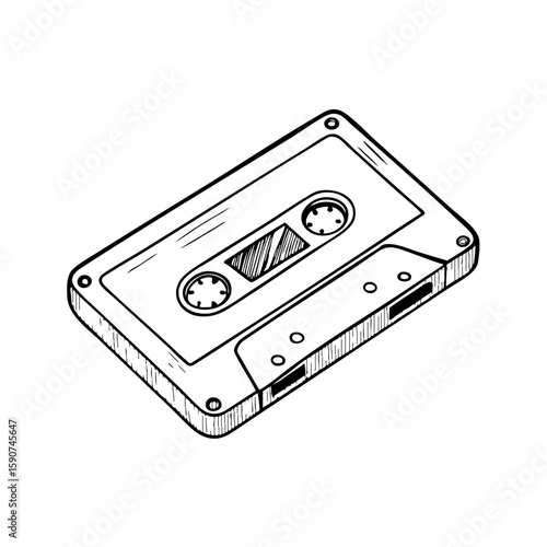 Hand-drawn cassette tape illustration in chalk style  