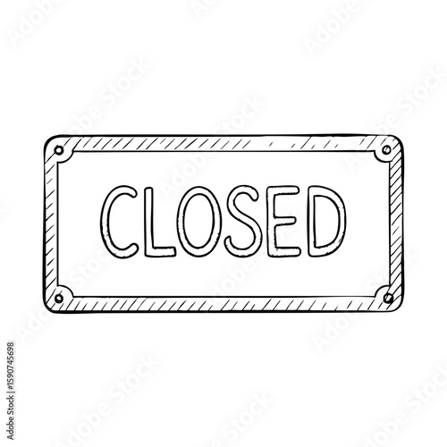 Chalk style closed sign illustration with simple lettering  