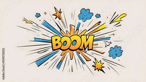 Line speed cartoon effect, boom explosive motion line element set. Comic boom burst, explosive smoke, line speed cartoon vector icon. Hand drawn sketch doodle action effect. Vector illustration