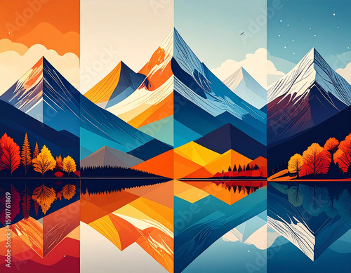 A sunset with mountains and trees in the background
