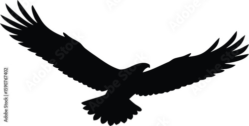 Vector silhouette of soaring eagle for tshirt sticker and emblem design