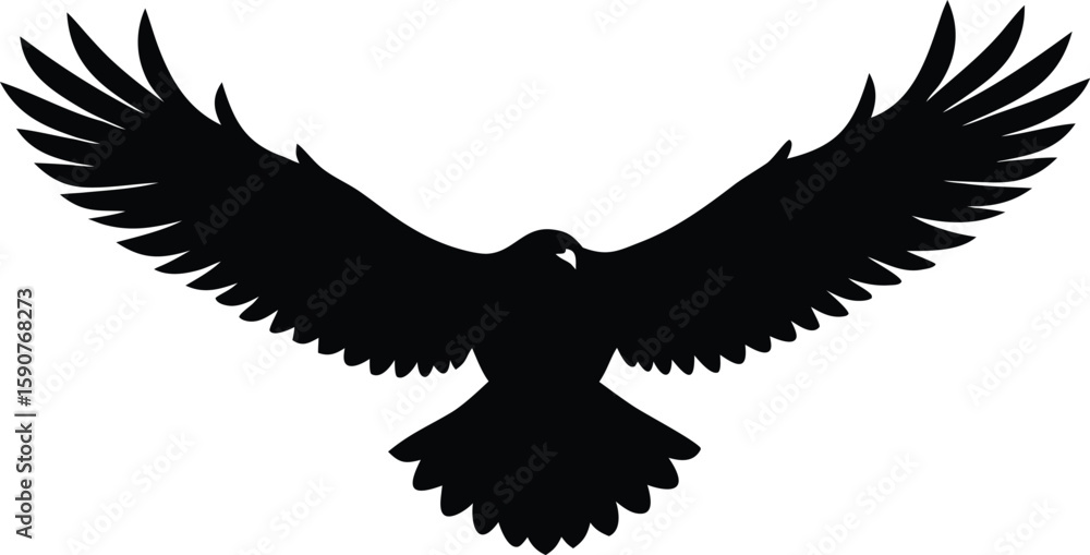 Fototapeta premium Soaring eagle silhouette vector for wildlife logo and poster design