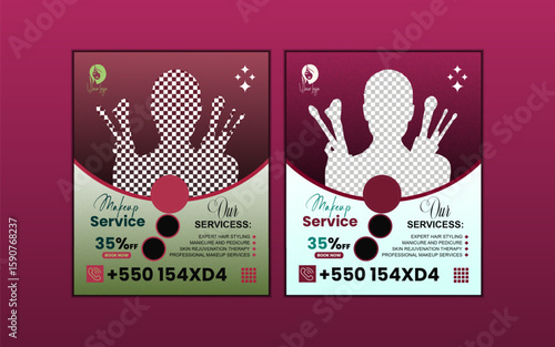 Beauty makeup service social media post design on beauty cares social media graphic elements. Vector beauty makeup service and spa centre social media post template