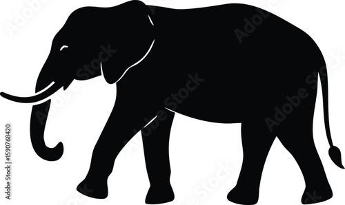 Elephant walking vector silhouette for zoo signage and conservation projects