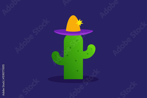 A Cactus with Bat Shaped Spines and Pumpkins