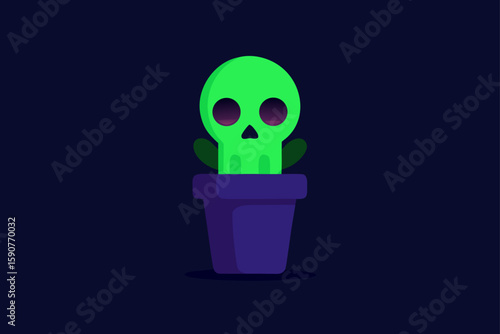 A Spooky Cactus in a Haunted Greenhouse with Bats