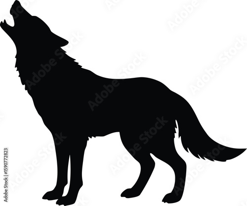 Wolf howling silhouette vector graphic for wildlife and nature