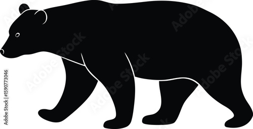 Bear walking silhouette vector for wildlife logo and print design