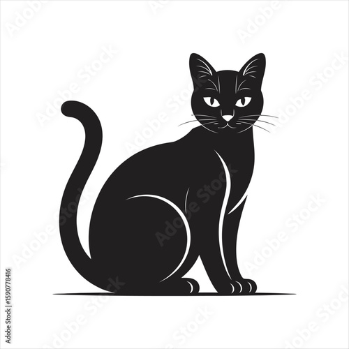Wallpaper Mural Black Cat Sitting Silhouette Vector Art for Graphic Design and Deco Torontodigital.ca