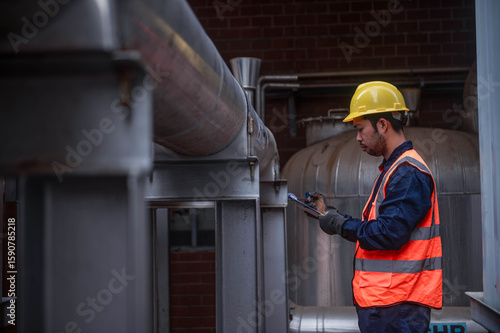Obraz na plátně A professional engineer is seriously considering upgrading the high pressure water pipe system in a large industrial plant to meet its needs