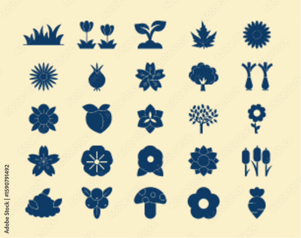 Fototapeta premium Spring icons set. Glyph icon concept. Simple flat vector icon packs.
