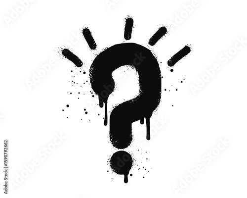 Spray painted graffiti question marks in black over white. question drip symbol. isolated on white background. vector illustration
