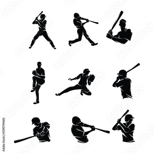 Baseball Silhouette Logo Design Vector