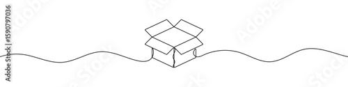 Continuous one line drawing of a cardboard box. Minimalist packaging or shipping symbol. Vector illustration.