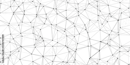 Abstract geometric network pattern with interconnected lines and nodes depicting connectivity on a white background for modern design concepts