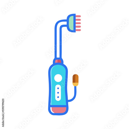 Apparatus for dental examination and treatment with brush head. Stomatology instrument for periodontitis concept. Vector icon for clinic, website, app
