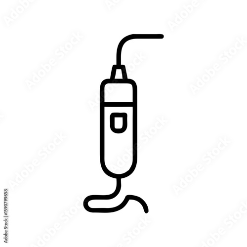 Dental saliva ejector or suction device as a medical instrument for stomatology. Outline style. Health care concept. Vector icon for app
