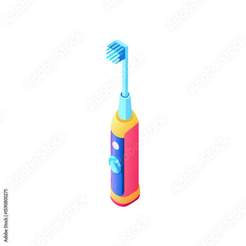 Colorful electric toothbrush for oral hygiene and dental care concept. Stomatology vector icon for clinic, app, website