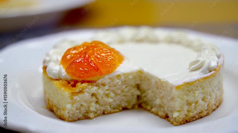 Motion of Orange Cake in Closeup Motion of Orange Cake in Closeup
