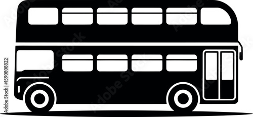 Classic double decker bus side view transportation icon silhouette