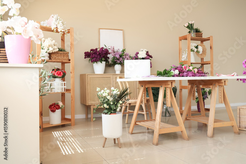Cozy flower shop with many ...