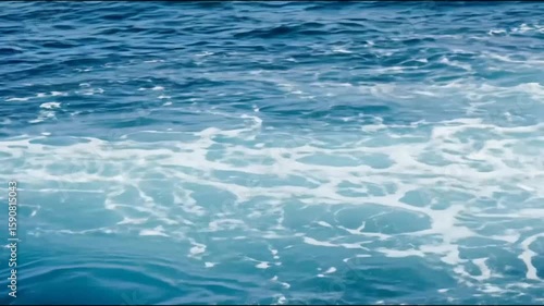 Water Surface with Gentle Waves and Foam Abstract Motion