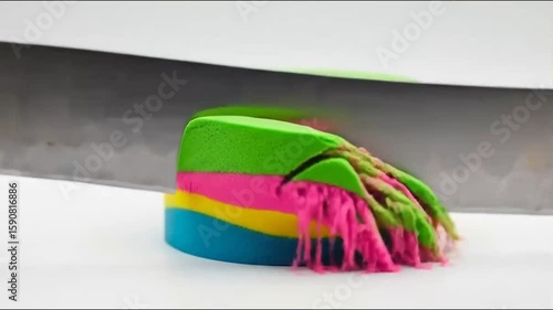 Colorful Foam Cylinder Displayed Against a White Background