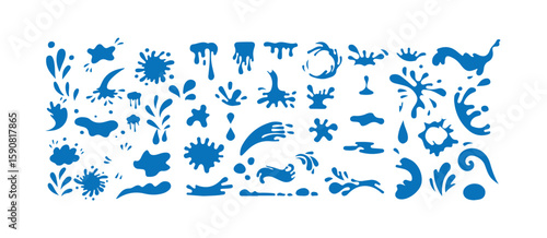 Water Splash & Drop Icon Pack  Minimal Liquid Vector Elements, Bold Splash Shapes and Water Drop Icons, vector illustration eps 10.