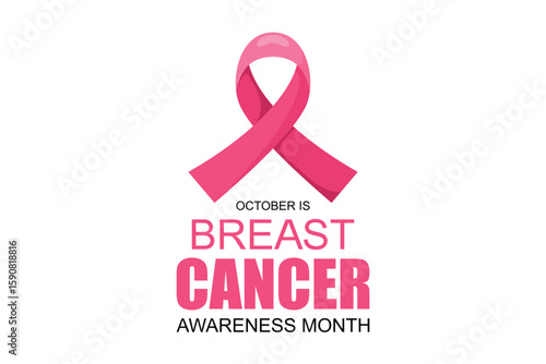 Pink ribbon for breast cancer awareness. Banner template design. During October, Breast Cancer Awareness Month, this ribbon is widely used in awareness campaigns.