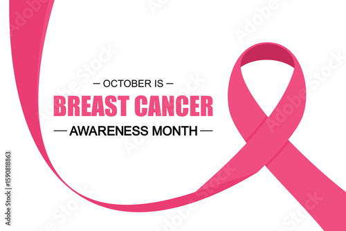 Pink ribbon for breast cancer awareness. Banner template design. During October, Breast Cancer Awareness Month, this ribbon is widely used in awareness campaigns.