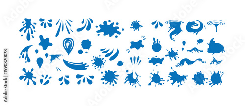Water Splash & Drop Icon Pack  Minimal Liquid Vector Elements, Bold Splash Shapes and Water Drop Icons, vector illustration eps 10.