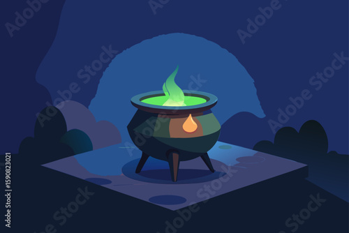 illustration of a cauldron on fire