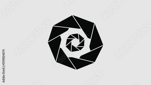 Geometric aperture shape provides a modern black design, perfect for technology or abstract concepts and brands, ideal for logos and icons.