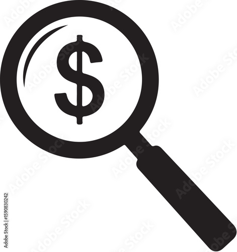 Financial Investigation Focus A Magnifying Glass Inspecting A Dollar Sign Symbolizing Scrutiny Analysis And Evaluation Of Monetary Matters Representing A Cost Conscious Approach And Due Diligence