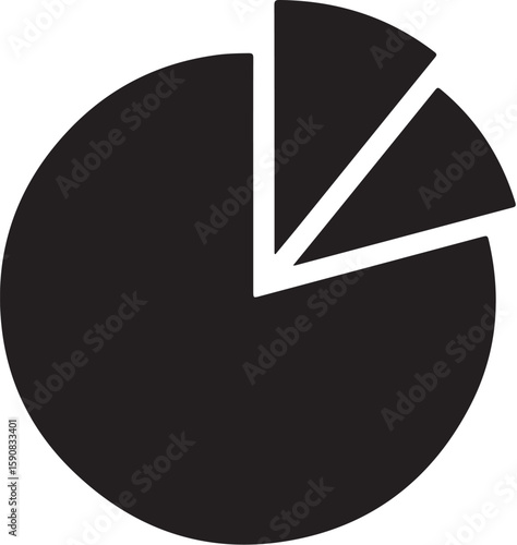 A Simple Black and White Pie Chart Visualizing Proportional Data Displaying A Large Dominant Portion Accompanied By Two Significantly Smaller Ones Used For Illustrative Purposes