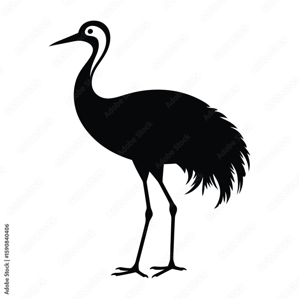 Obraz premium Crane Bird Silhouette, Elegant Avian Vector