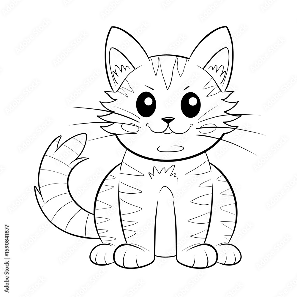 Fototapeta premium Cat with stripes clip art hand drawn 