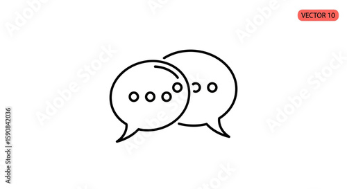 Minimalist Chat Bubble Vector Icon with Black Outline for Communication Design