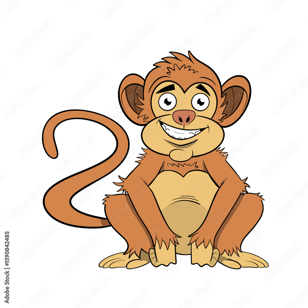 Obraz premium Brown monkey sitting with a long tail clip art 