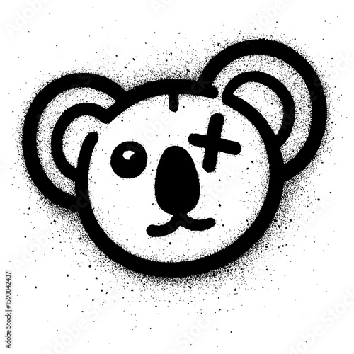 Urban graffiti style koala illustration with distressed texture