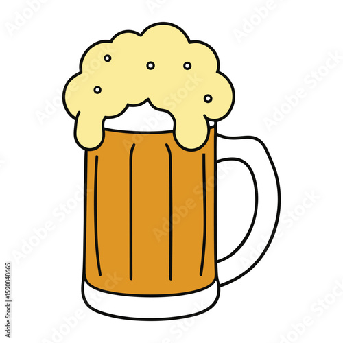 A frothy beer mug overflows with golden brew, captured mid-splash, as bubbles rise and liquid arcs—perfectly frozen in a moment of refreshing celebration.
