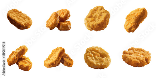 Multiple vector illustrations of deliciously drawn chicken nuggets

