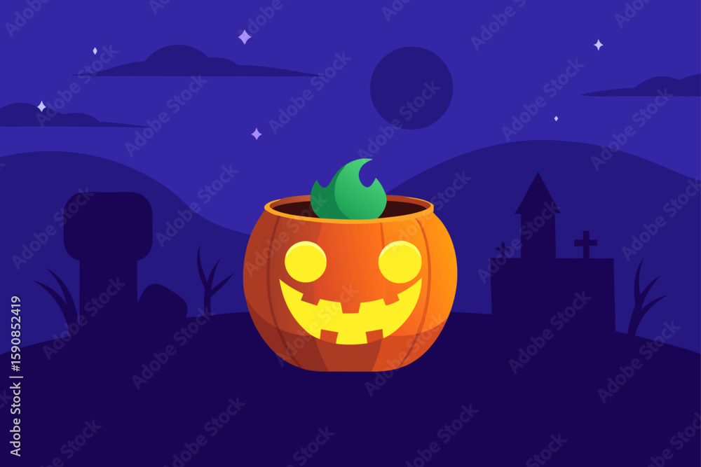 Fototapeta premium Black Cups with Orange Halloween Glow