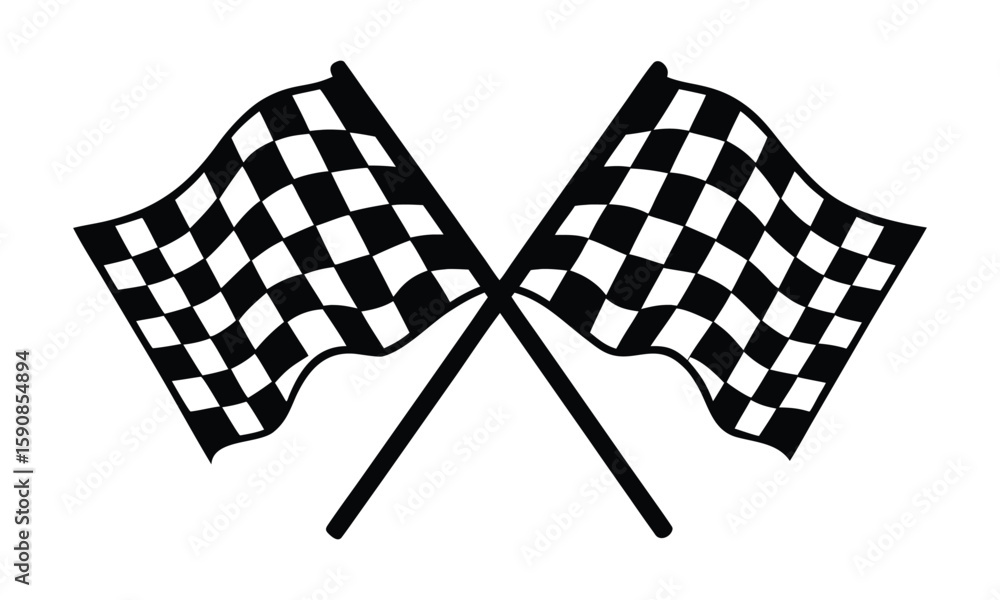 Fototapeta premium Racing flag, Two crossed checkered Flag NASCAR Racing flag silhouette vector