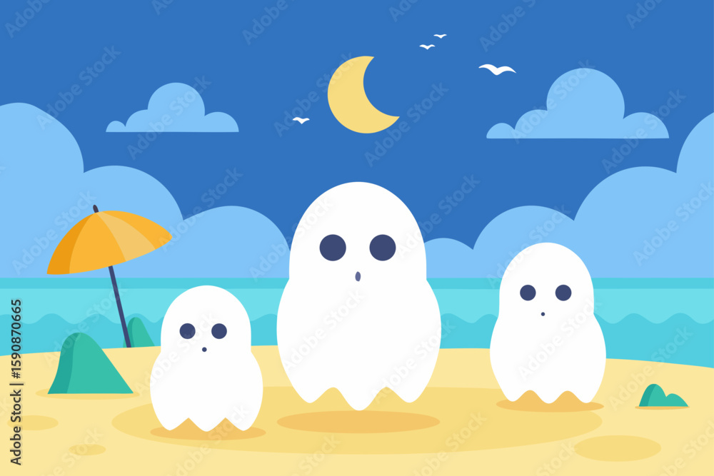 Obraz premium Beachside ghosts hovering in summer air
