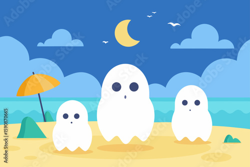 Beachside ghosts hovering in summer air