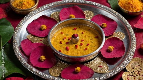 Haldu kumkum Thali with Re Rose petals