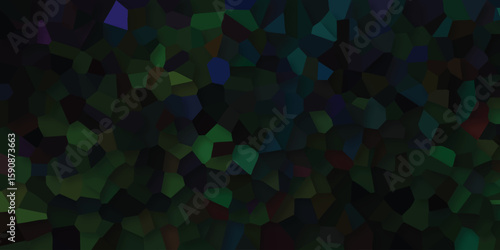 Dark mosaic of interlocking shapes featuring varying shades of green and blue creating a textured effect with natural organic appearances